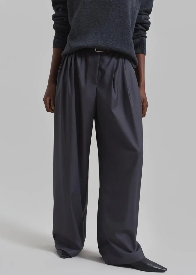 The Frankie Shop Bottoms Nyla Pleated Pants 8211 Charcoal 8211 Women