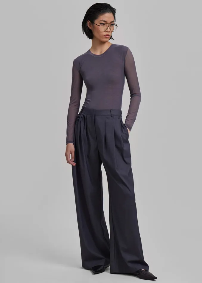 The Frankie Shop Bottoms Nyla Pleated Pants 8211 Charcoal 8211 Women