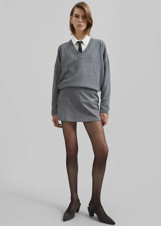 The Frankie Shop Bottoms Regina Faux Suede Mini Skirt 8211 Slate Grey 8211 Women The Frankie Shop Bottoms Regina Faux Suede Mini Skirt 8211 Slate Grey 8211 Women