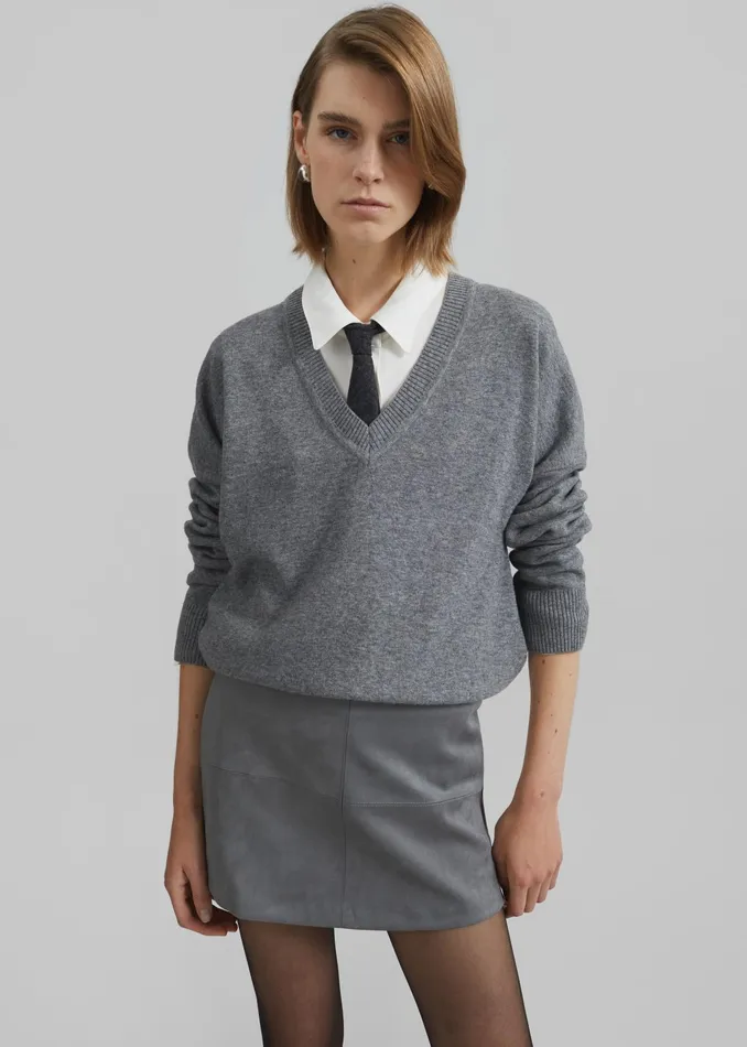 The Frankie Shop Bottoms Regina Faux Suede Mini Skirt 8211 Slate Grey 8211 Women