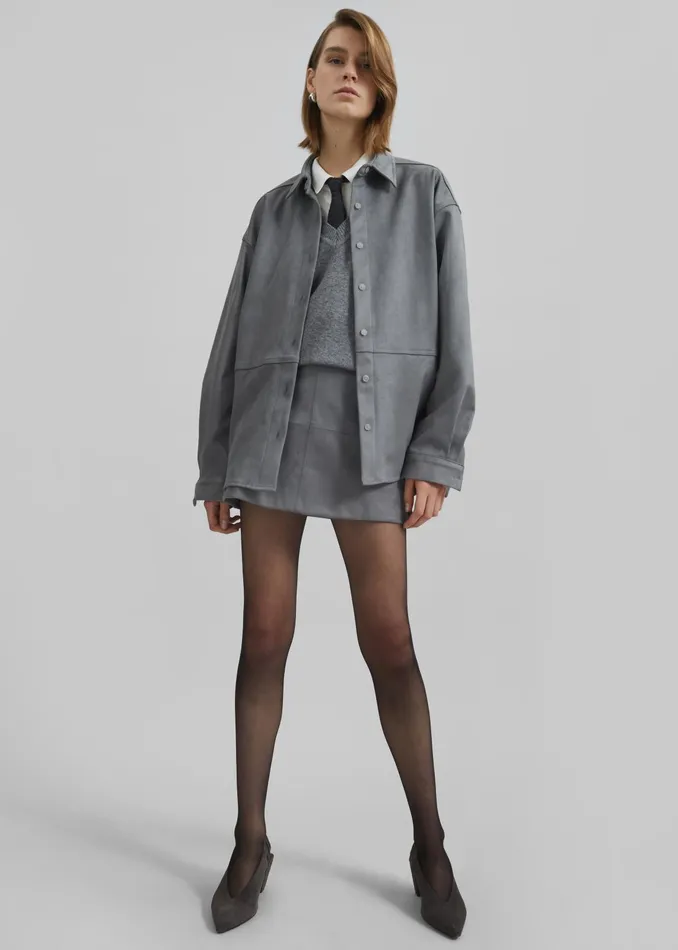 The Frankie Shop Bottoms Regina Faux Suede Mini Skirt 8211 Slate Grey 8211 Women