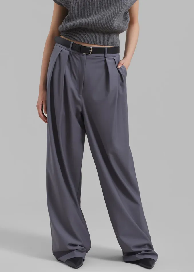 The Frankie Shop Bottoms Ripley Pleated Trousers 8211 Grey 8211 Women