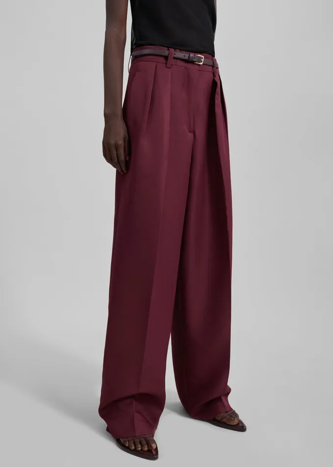 The Frankie Shop Bottoms Tansy Pleated Trousers 8211 Burgundy 8211 Women