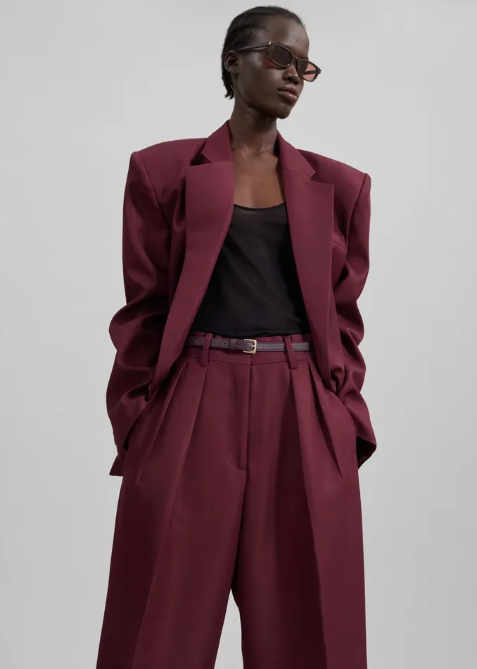 The Frankie Shop Bottoms Tansy Pleated Trousers 8211 Burgundy 8211 Women