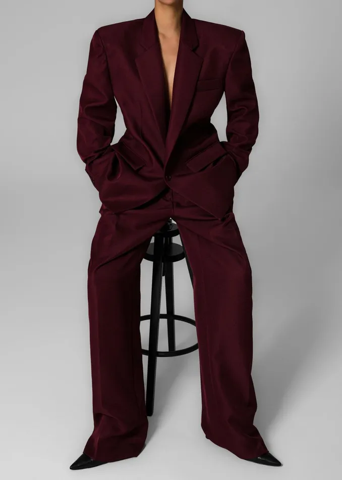 The Frankie Shop Bottoms Tansy Pleated Trousers 8211 Burgundy 8211 Women
