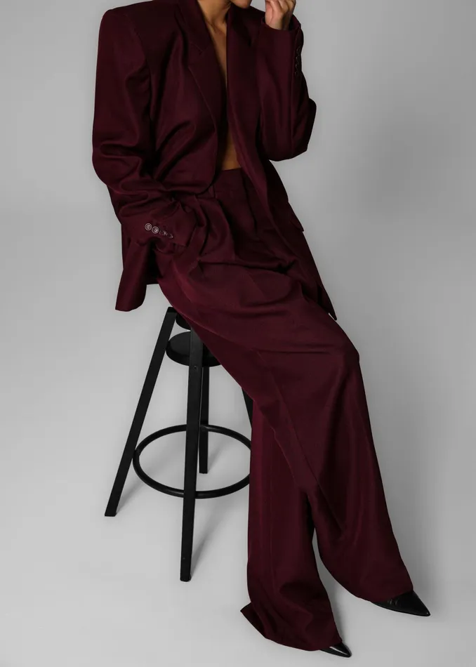 The Frankie Shop Bottoms Tansy Pleated Trousers 8211 Burgundy 8211 Women