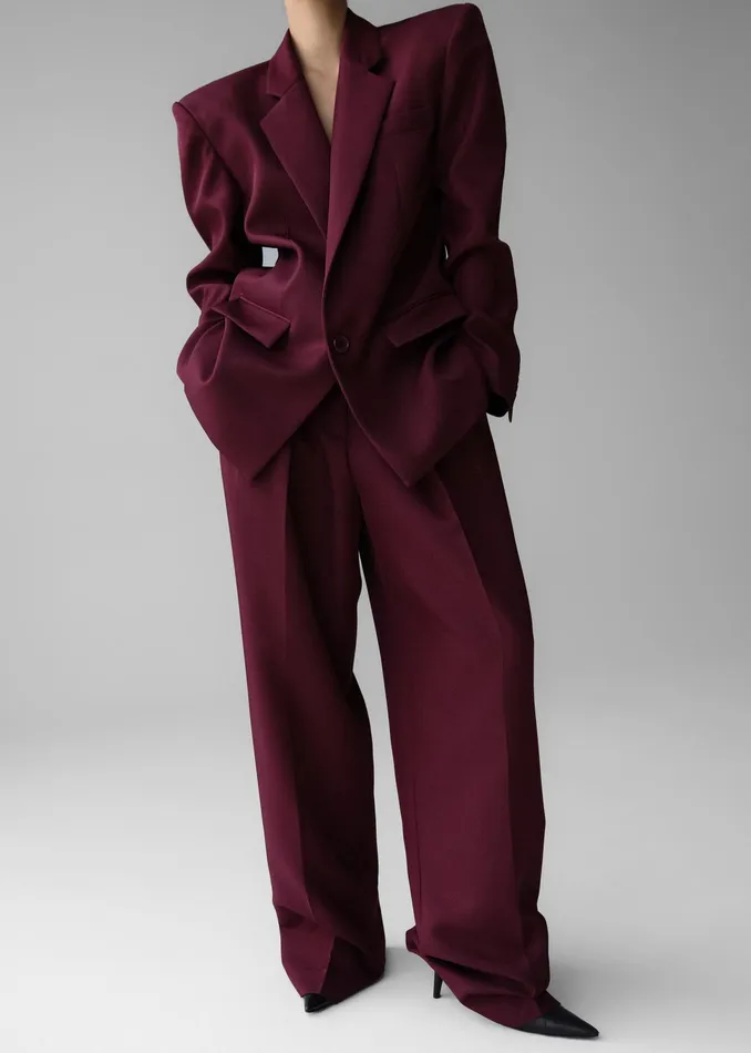 The Frankie Shop Bottoms Tansy Pleated Trousers 8211 Burgundy 8211 Women