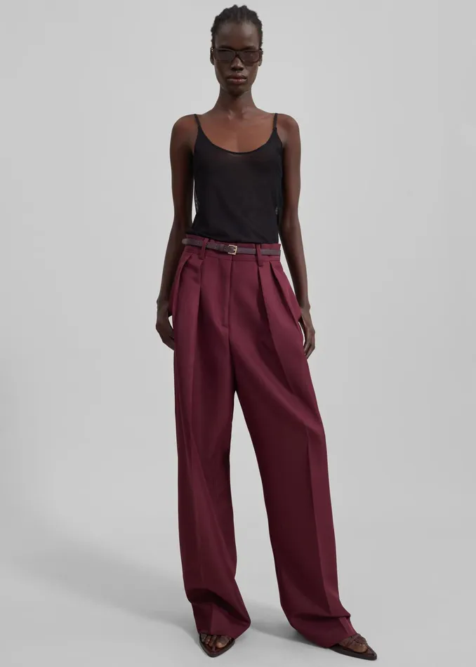The Frankie Shop Bottoms Tansy Pleated Trousers 8211 Burgundy 8211 Women