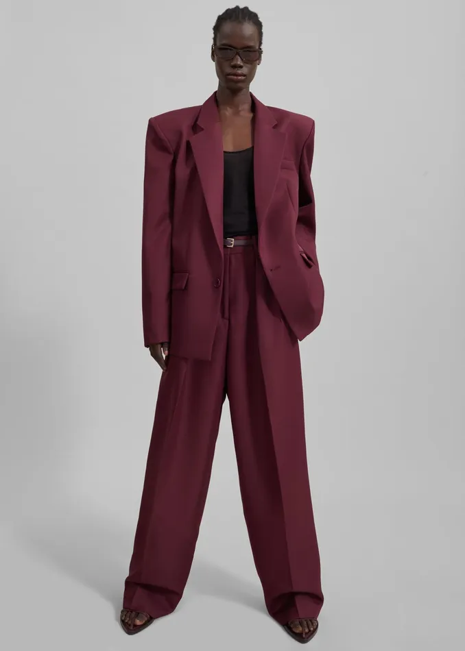 The Frankie Shop Bottoms Tansy Pleated Trousers 8211 Burgundy 8211 Women