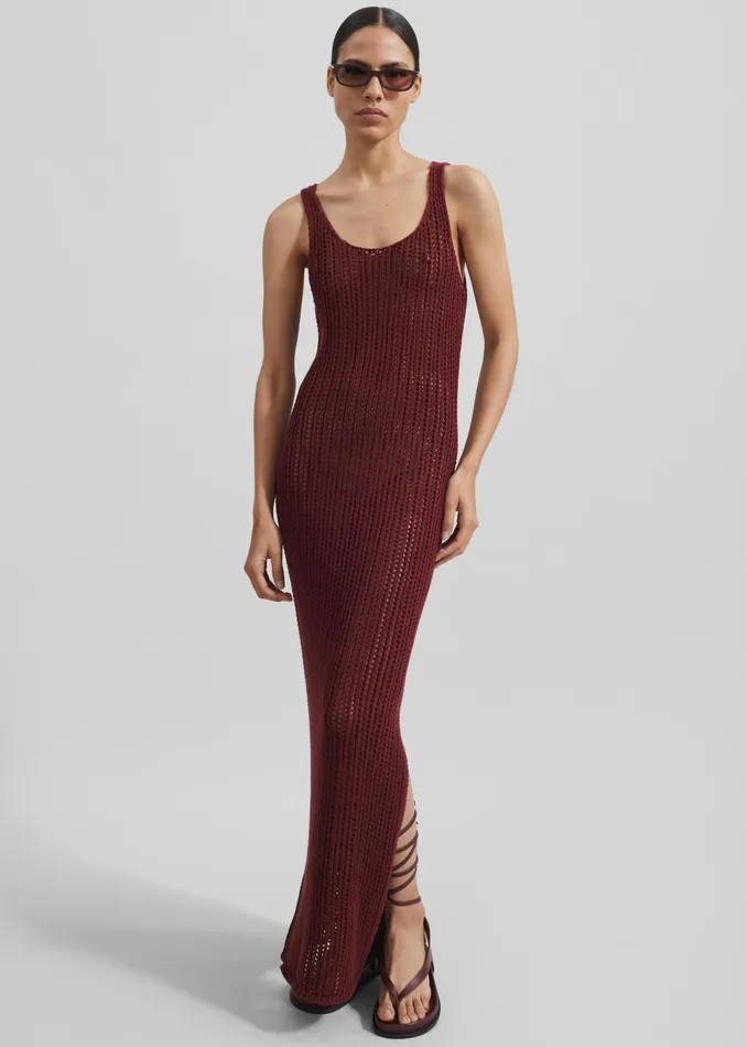 The Frankie Shop Dresses Adrienna Crochet Maxi Dress 8211 Burgundy 8211 Women