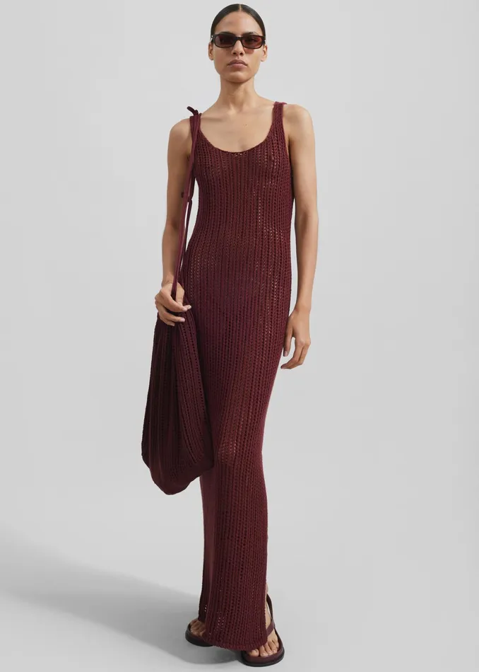 The Frankie Shop Dresses Adrienna Crochet Maxi Dress 8211 Burgundy 8211 Women
