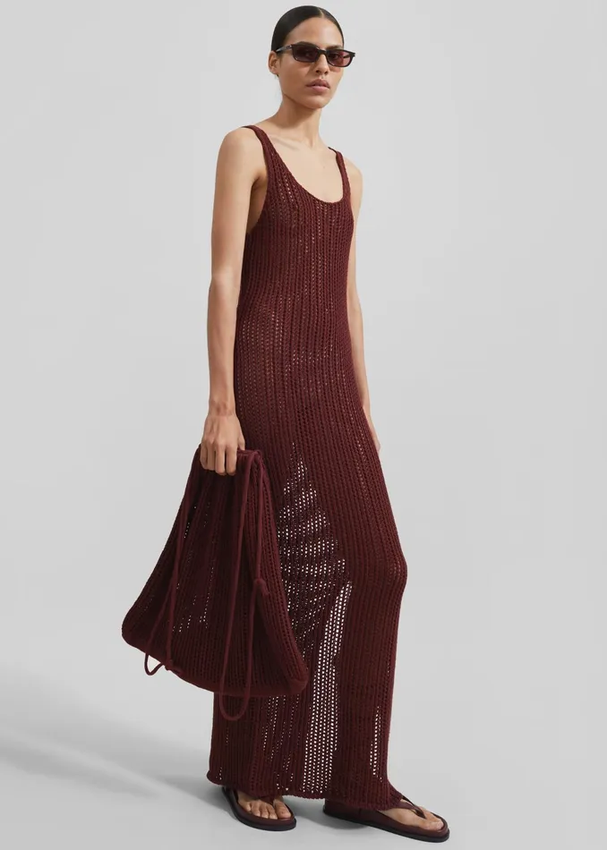 The Frankie Shop Dresses Adrienna Crochet Maxi Dress 8211 Burgundy 8211 Women