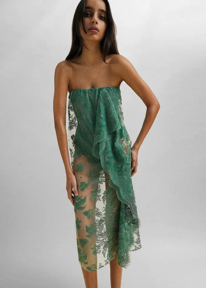 The Frankie Shop Dresses Christopher Esber Floating Lace Strapless Dress 8211 Evergreen 8211 Women