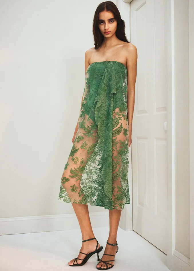 The Frankie Shop Dresses Christopher Esber Floating Lace Strapless Dress 8211 Evergreen 8211 Women