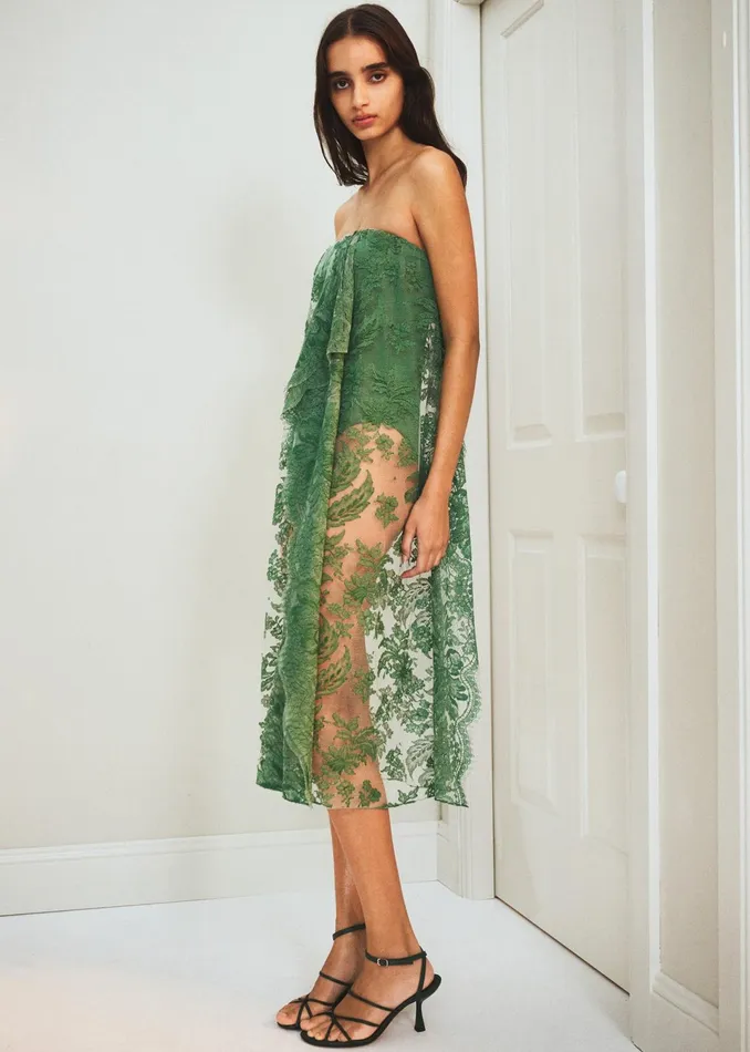 The Frankie Shop Dresses Christopher Esber Floating Lace Strapless Dress 8211 Evergreen 8211 Women