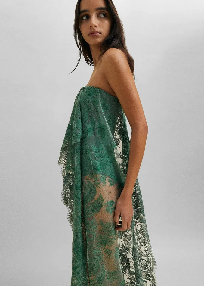 The Frankie Shop Dresses Christopher Esber Floating Lace Strapless Dress 8211 Evergreen 8211 Women