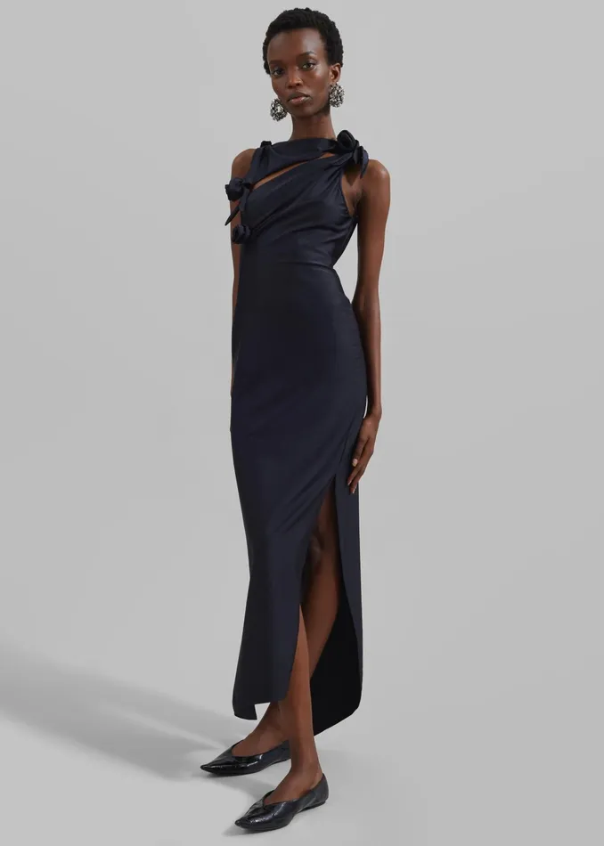 The Frankie Shop Dresses Coperni Asymmetric Flower Gown 8211 Black 8211 Women