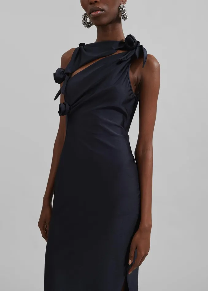 The Frankie Shop Dresses Coperni Asymmetric Flower Gown 8211 Black 8211 Women