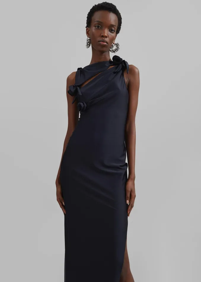 The Frankie Shop Dresses Coperni Asymmetric Flower Gown 8211 Black 8211 Women