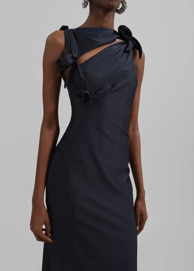 The Frankie Shop Dresses Coperni Asymmetric Flower Gown 8211 Black 8211 Women