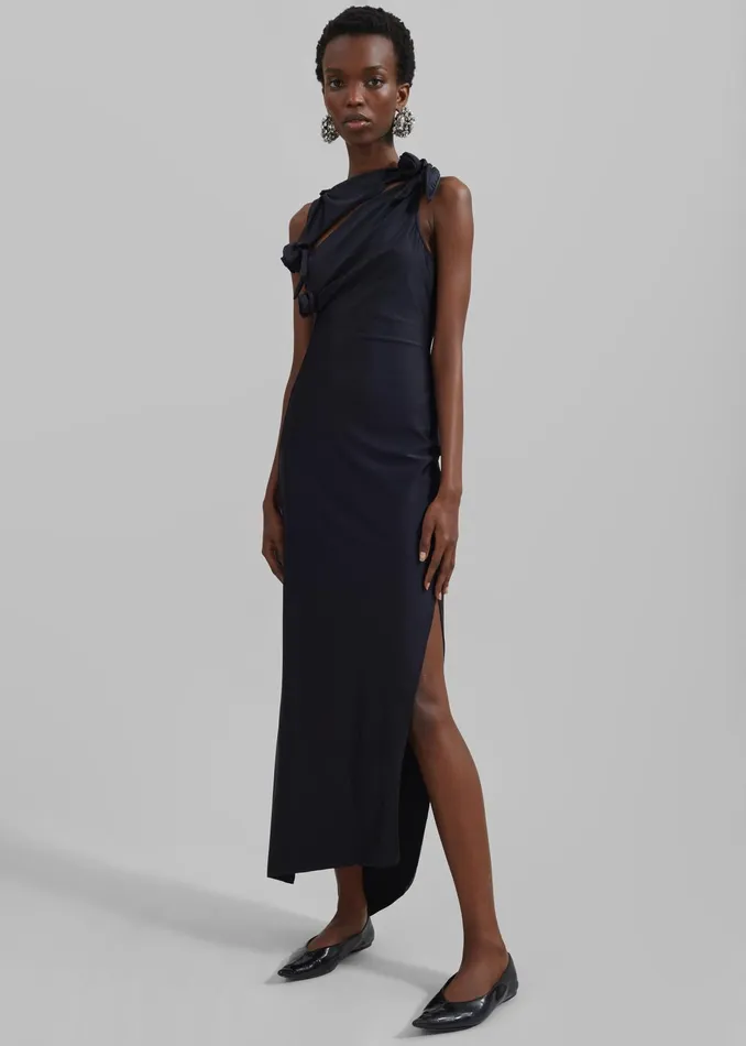 The Frankie Shop Dresses Coperni Asymmetric Flower Gown 8211 Black 8211 Women