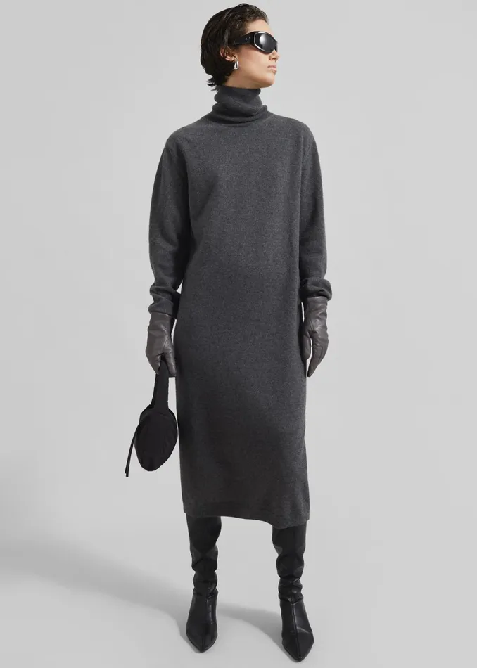 The Frankie Shop Dresses Ruelle Turtleneck Knit Dress 8211 Grey 8211 Women