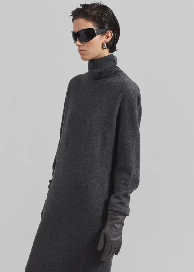 The Frankie Shop Dresses Ruelle Turtleneck Knit Dress 8211 Grey 8211 Women