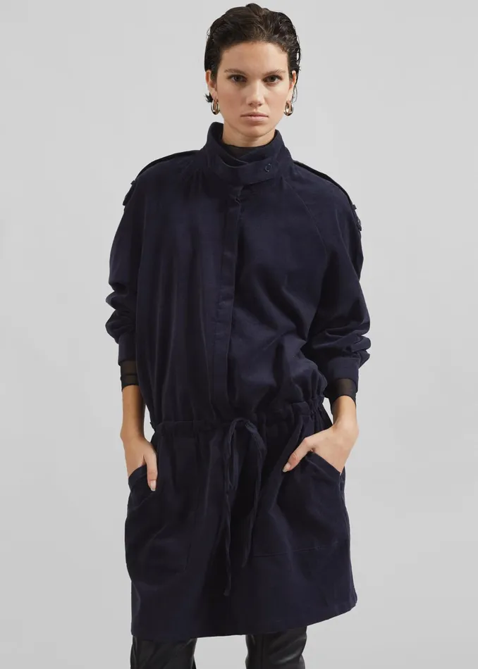 The Frankie Shop Dresses Sibelle Corduroy Dress 8211 Navy 8211 Women