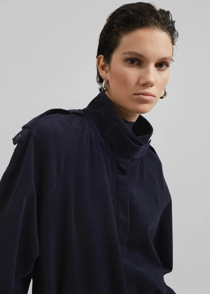 The Frankie Shop Dresses Sibelle Corduroy Dress 8211 Navy 8211 Women