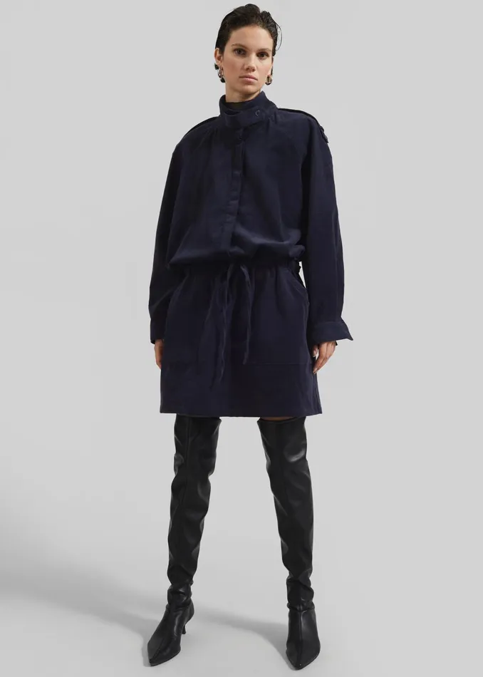 The Frankie Shop Dresses Sibelle Corduroy Dress 8211 Navy 8211 Women