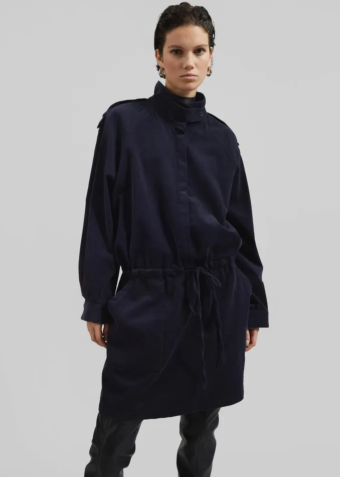 The Frankie Shop Dresses Sibelle Corduroy Dress 8211 Navy 8211 Women
