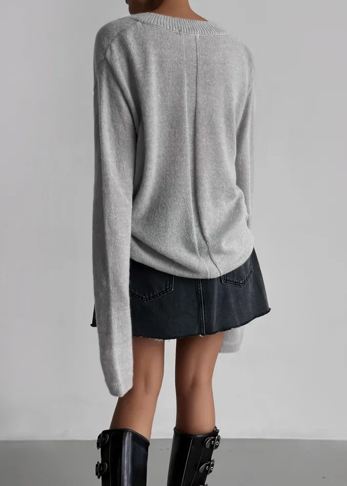 The Frankie Shop Knitwear Brayden V Neck Sweater 8211 Light Grey 8211 Women