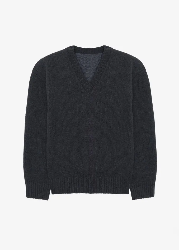 The Frankie Shop Knitwear Edina Two Tone Wool Sweater 8211 Charcoal 8211 Women