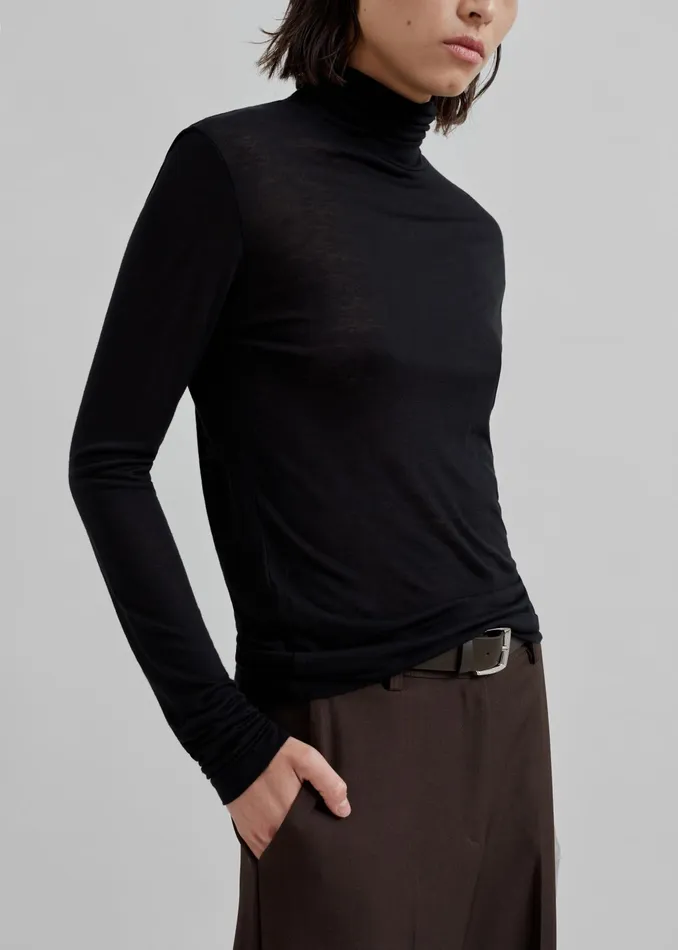 The Frankie Shop Knitwear Evren Sheer Turtleneck 8211 Black 8211 Women