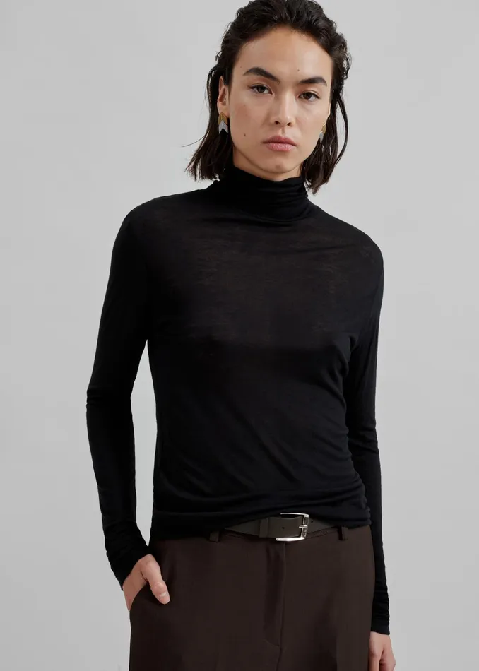 The Frankie Shop Knitwear Evren Sheer Turtleneck 8211 Black 8211 Women