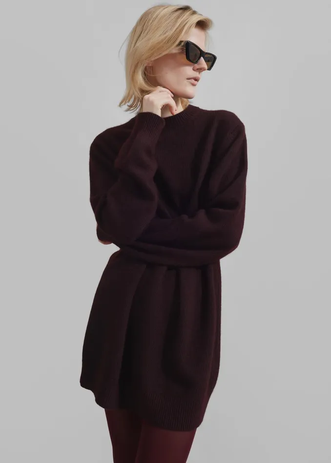 The Frankie Shop Knitwear Maxime Knit Sweater Dress 8211 Dark Plum 8211 Women