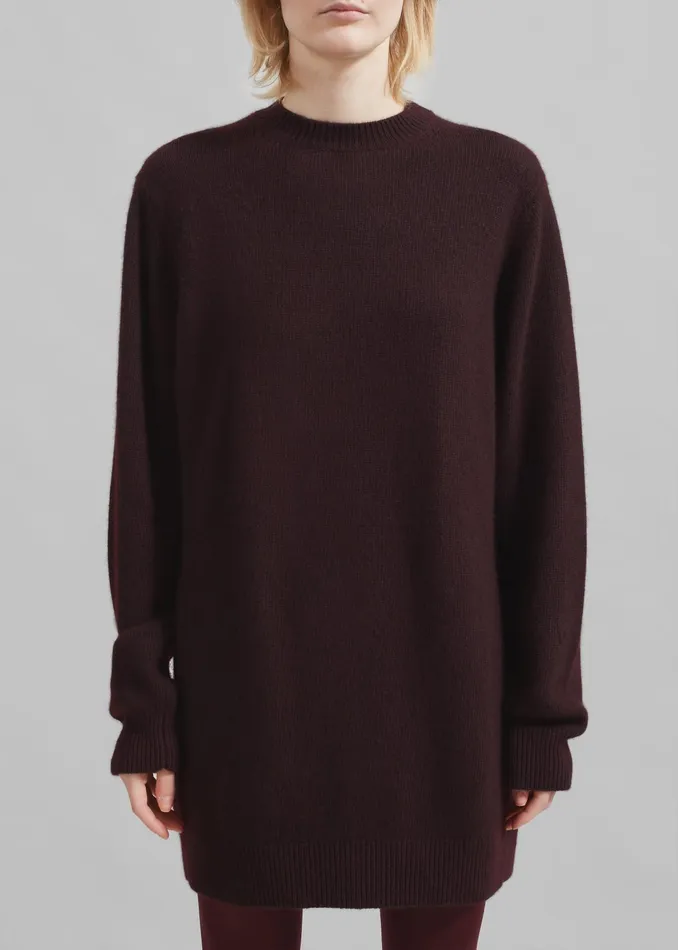 The Frankie Shop Knitwear Maxime Knit Sweater Dress 8211 Dark Plum 8211 Women