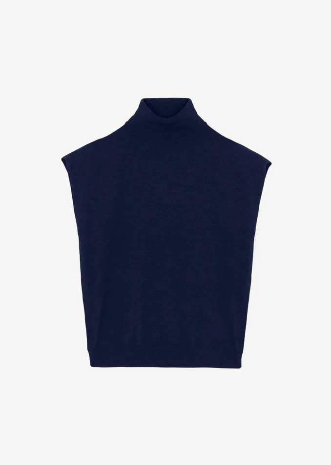 The Frankie Shop Knitwear Nadia Thin Padded Sleeveless Turtleneck 8211 Navy 8211 Women
