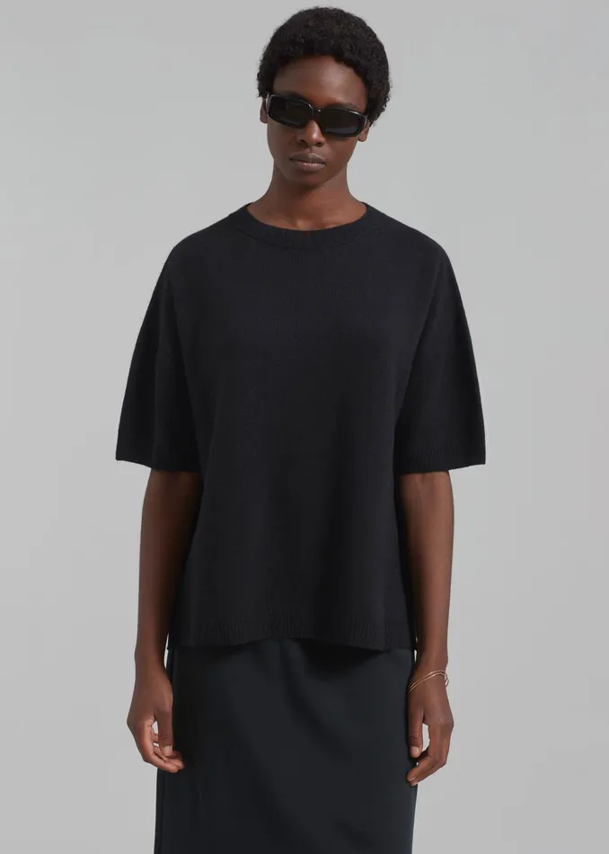 The Frankie Shop Knitwear Sofie Wool Blend Knit Top 8211 Black 8211 Women