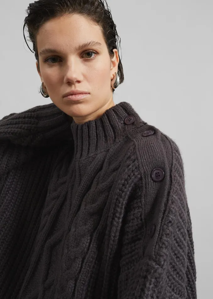 The Frankie Shop Knitwear Wallonia Braided Sweater 8211 Charcoal 8211 Women