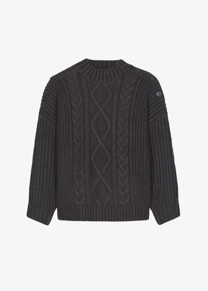 The Frankie Shop Knitwear Wallonia Braided Sweater 8211 Charcoal 8211 Women