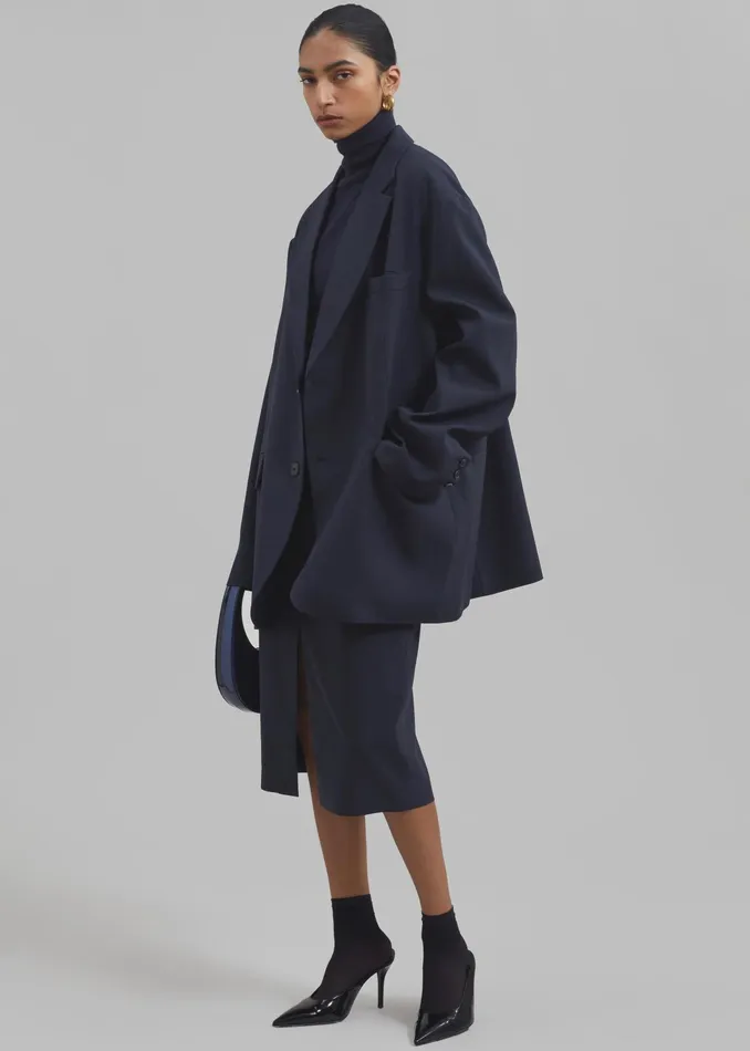 The Frankie Shop Outerwear Brooklyn Blazer 8211 Navy 8211 Women