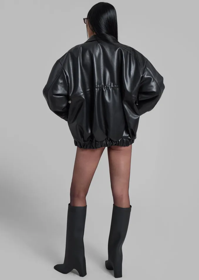 The Frankie Shop Outerwear Elden Faux Leather Bomber Jacket 8211 Black 8211 Women
