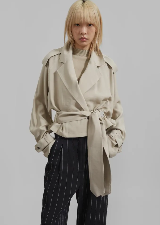 The Frankie Shop Outerwear Faven Cropped Trench 8211 Beige 8211 Women