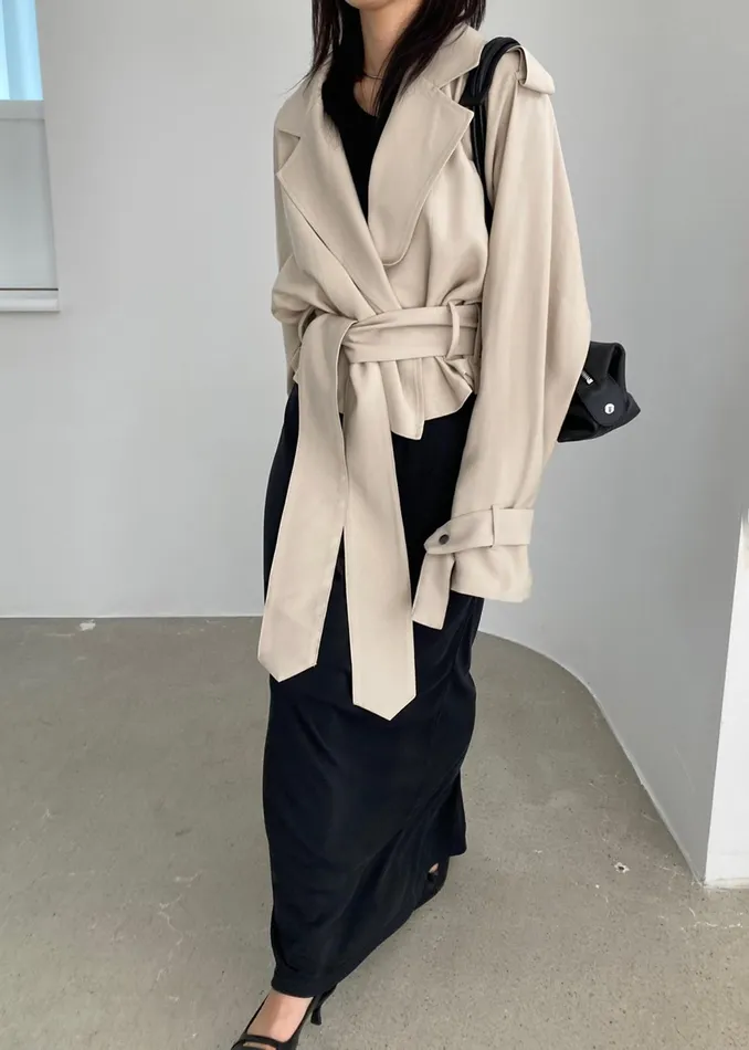 The Frankie Shop Outerwear Faven Cropped Trench 8211 Beige 8211 Women