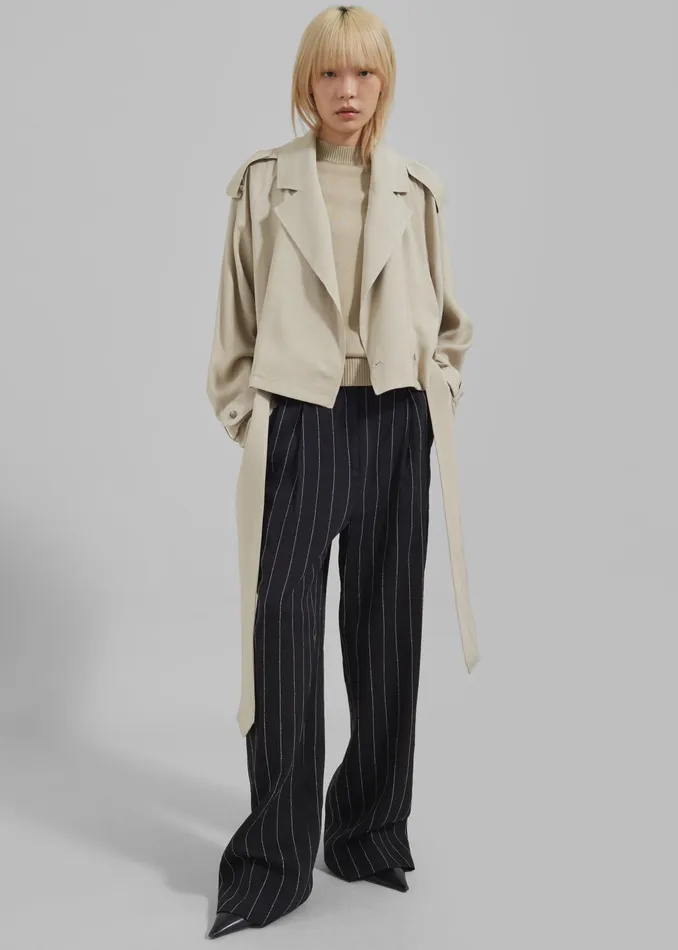 The Frankie Shop Outerwear Faven Cropped Trench 8211 Beige 8211 Women