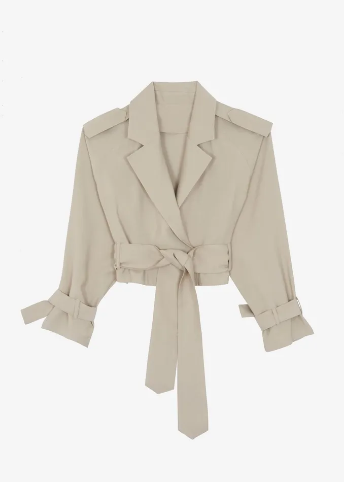 The Frankie Shop Outerwear Faven Cropped Trench 8211 Beige 8211 Women
