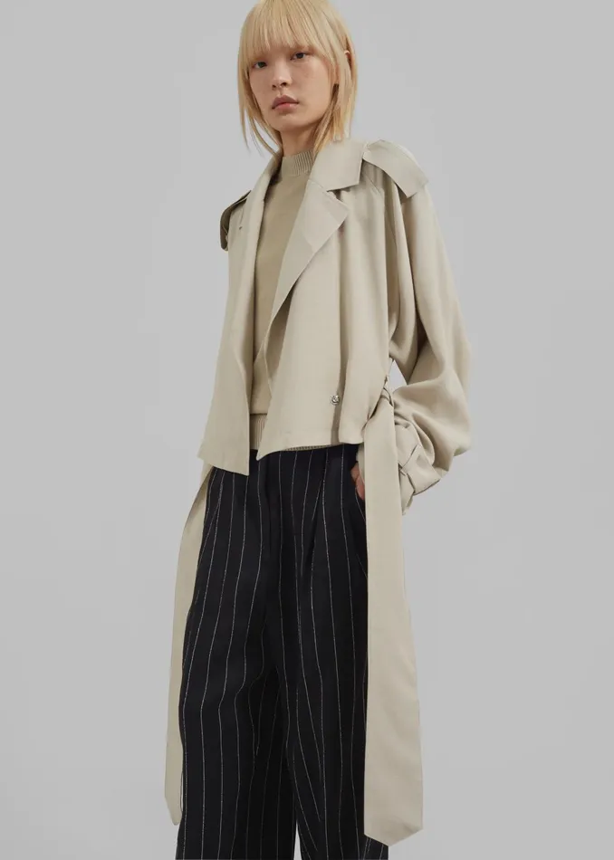 The Frankie Shop Outerwear Faven Cropped Trench 8211 Beige 8211 Women