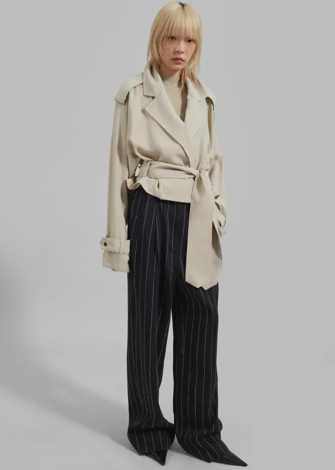 The Frankie Shop Outerwear Faven Cropped Trench 8211 Beige 8211 Women