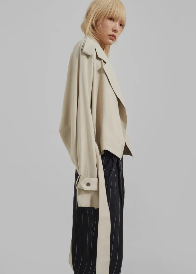 The Frankie Shop Outerwear Faven Cropped Trench 8211 Beige 8211 Women